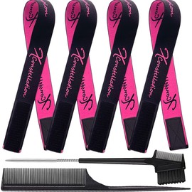 Wig Band Elastic Bands for Wig Edges, Baby Hair Keeping, and Edge Laying - Lace Melting Bands for Wigs and Sewing (4 PCS, BlackPink)