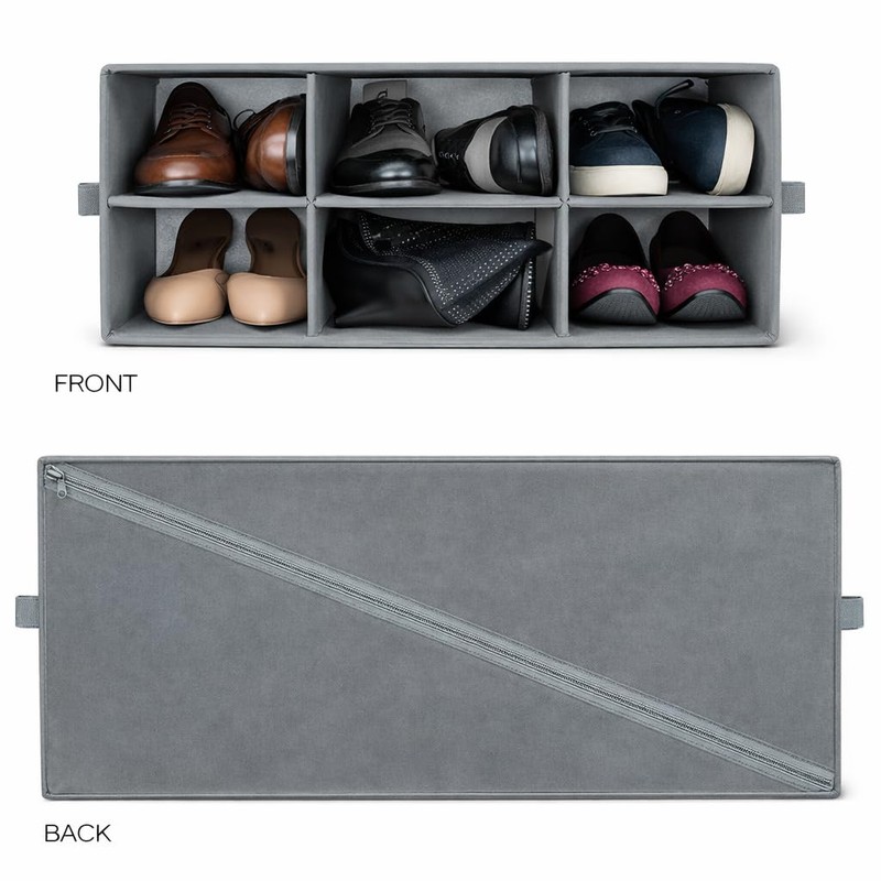 Sorbus Shoe Organizer Bin, 6 Section Cubby Shoe Shelves, Foldable