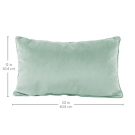 FDP 12" x 20" Velvet and Vinyl Rectangle Lumbar Pillow Set with Piping; Decorative Throw Pillow for Home Décor in Living Room, Bedroom or Lounge (2-Pack) - Aloe, 15163-347