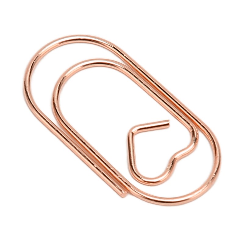 100pcs Paper Clips Portable Heart Shape Rustproof Electroplated Metal Paperclips