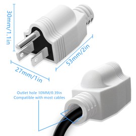 Nema 5-15P Replacement Plugs , 3 Pack Extension Cord Ends with 1 Screwdriver, 3 Prong Replacement Plug , Neutral Ground Bonding Plug, 3 Wire 15A 125V Male Plug, Power Plug Replacement, White