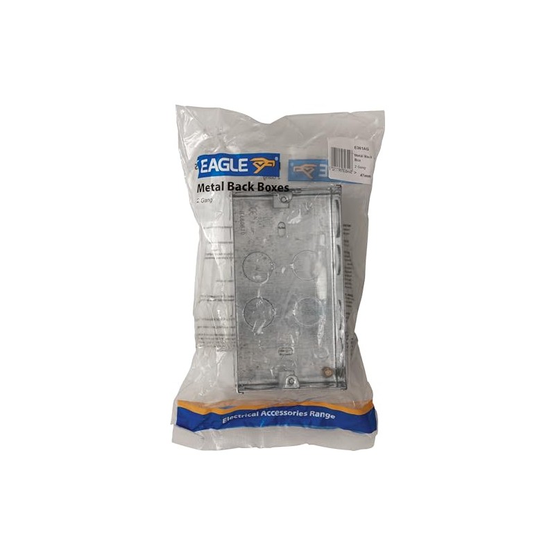 Eagle Two Gang Zinc Plated Metal Back Box. 47mm