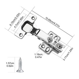 4PCS Cabinet Hinges,Kitchen Cupboard Hinges with Screws,Cupboard Door Hinges and Cupboard Hinges for Bathroom Bedroom Dining Room Full Overlay Mute Cabinet Hinges