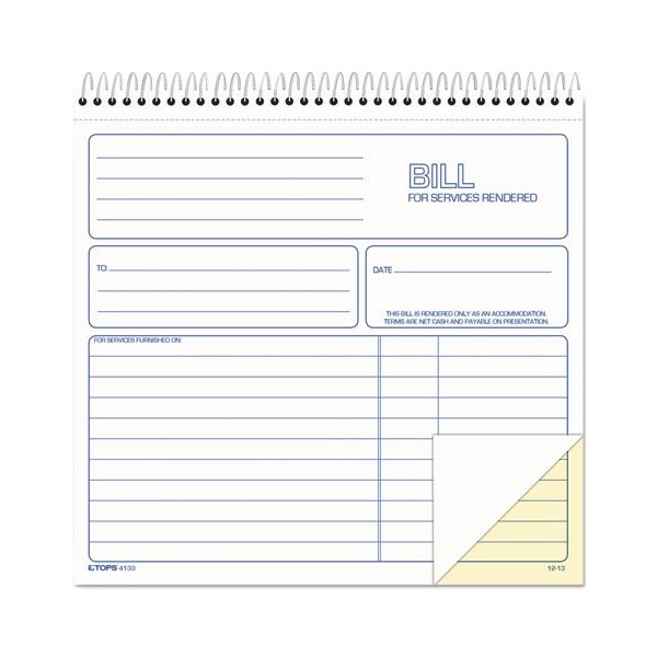 TOP4133 - Spiralbound Service Invoices