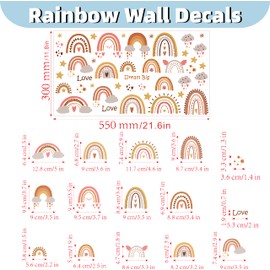 Rainbow Wall Decals Stickers Rainbow Wall Decor for Kids Room Little Girls Bedroom Nursery Playroom Daycare Classroom Parties Decoration (C)