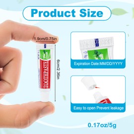 100 Tubes Travel Size Toothpaste in Bulk, Disposable Mini Mint Compact Small Pocket Size Essential Toothpaste for Vacation Hotel Shelter Homeless Nursing Home Charity Camping Single Use 0.17 oz/ 5g