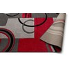 Well Woven Galaxy Waves Grey & Red Geometric Circles Ruby