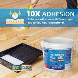 Tenee 1 Gallon Liquid Rubber Multi-Purpose Primer with Gloves, Water-based Quick-drying EPDM Roof Primer for Outdoor, High-Adhesion Bonding RV Roof Coating for Concrete, Deck, Wood, Concrete, Metal