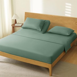 Manyshofu 4 Piece Split Head California King Sheets Sets for Adjustable Bed Sheet, Flex Head Split Top Cal King Sheets Sage Green Sheet Set - 1800 Thread Count Bedding Set with Deep Pockets