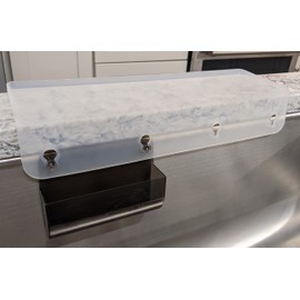 SiliSink Silicone Edge Guard for Kitchen Sink - Fits 3.75” - 4” Wide - The Original Silicone Sink Edge Protector with Sponge Caddy - Splash Guard, 14” Frosted Matte