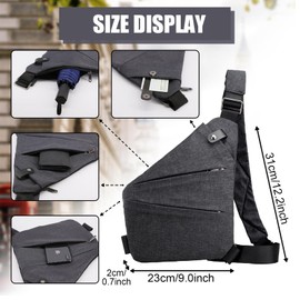 SSKHE Unisex Anti-Theft Crossbody Travel Bag, Casual, Waterproof, Shoulder Bag, Crossbody Chest Bag, Multiple Pockets, Shoulder Chest Bag for Men and Women, Black, 31 cm/12.2, black