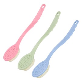 PACKOVE 3Pcs Long Handle Shower Brushes Soft Bristle Bath Scrubbers for Body Cleaning and Back Scrubbing Bathing Tools for Relaxing Skin Massage