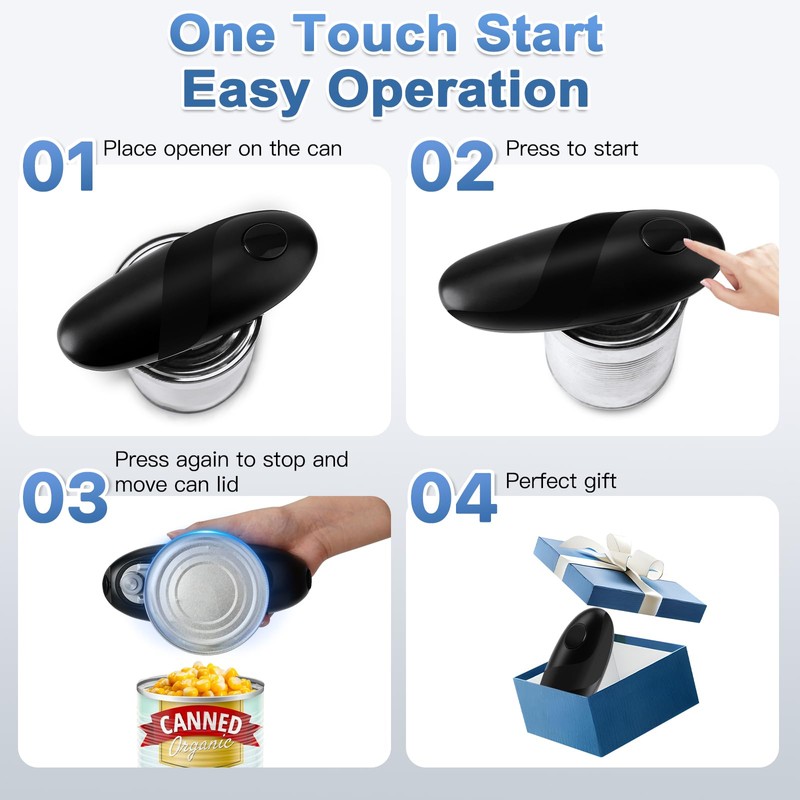 Automatic Electric Can Opener for Seniors & Arthritis, One-Touch Hands-Free