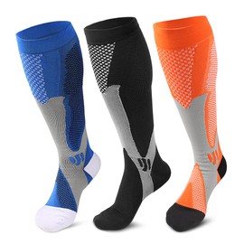 Compression Socks [3 Pairs] Athletic Socks [15-25 mmHg] Sports Knee High Sock for Nursing, Running, Traveling, Hiking (as1, numeric, numeric_6, numeric_10, regular, regular, 010-3 Pairs)