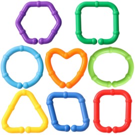 COLVWOFA 50PCS Baby Rings Toy Links Plastic Babies Teething Ring Attach Baby Toys to Strollers or Carrier Seat or Baby Bouncers for Infants