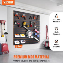 Slatwall Panels, 4 ft x 2 ft Black Garage Wall Panels 24" H x 48" L (Set of 2 Panels), Heavy Duty Garage Wall Organizer Panels Display for Retail Store, Garage Wall, and Craft Storage Organization