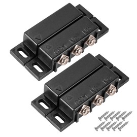 Magnetic Reed Switch Normally Open and Normally Closed NC NO Magnetic Contact Sensor Alarm Magnetic Door Switch,Proximity Switch for Door Alarm, Window Safety, Black,Pack of 2 with 40 Screws