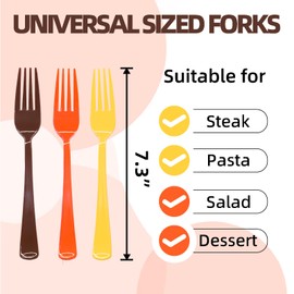 60PCS Thanksgiving Plastic Fork Orange Plastic Silverware Disposable Cutlery Set Heavy Duty 60 Forks for Fall Picnics, Thanksgiving, Autumn Harvest, Holidays
