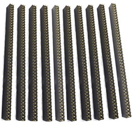 2.54mm 2 x 40Pin Female Socket Pin Header 40P Straight Dual Row Header Kit PCB Female Header Pin Header Connector, Pack of 10