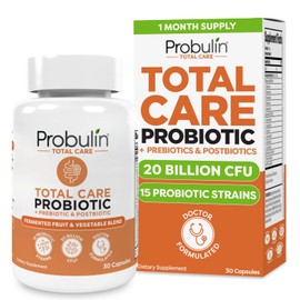 Probulin Suplemento probiótico Total Care, cápsulas probióticas diarias para la salud intestinal, digestiva e inmunitaria para hombres y mujeres, 20  