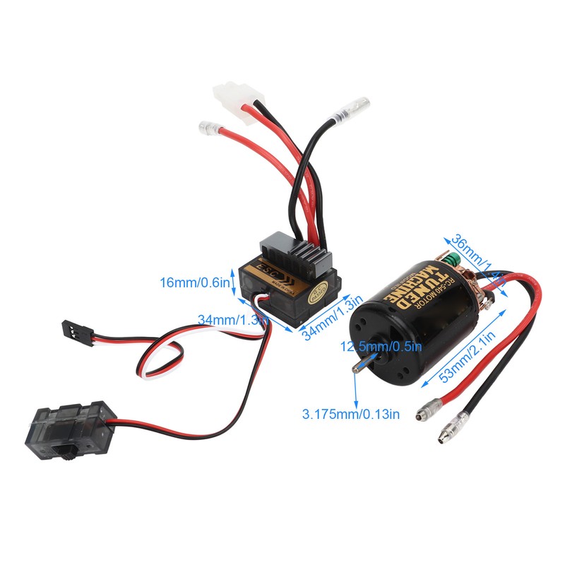 RC Brushed Motor ESC Kit External Carbon Brush Waterproof 540