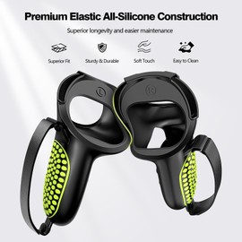 AMZDM Upgraded Controller Grips for Meta Quest 2 VR Oculus Touch Controllers Protector with Joystick Covers 1Pair Black & Green