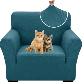 XINEAGE New Stretch Armchair Covers 1 Piece Chair Slipcovers Chair Protector for Living Room Thick Soft Chair Cover with Elastic Bottom Couch Cover for Pets Kids (Chair, Peacock Blue)