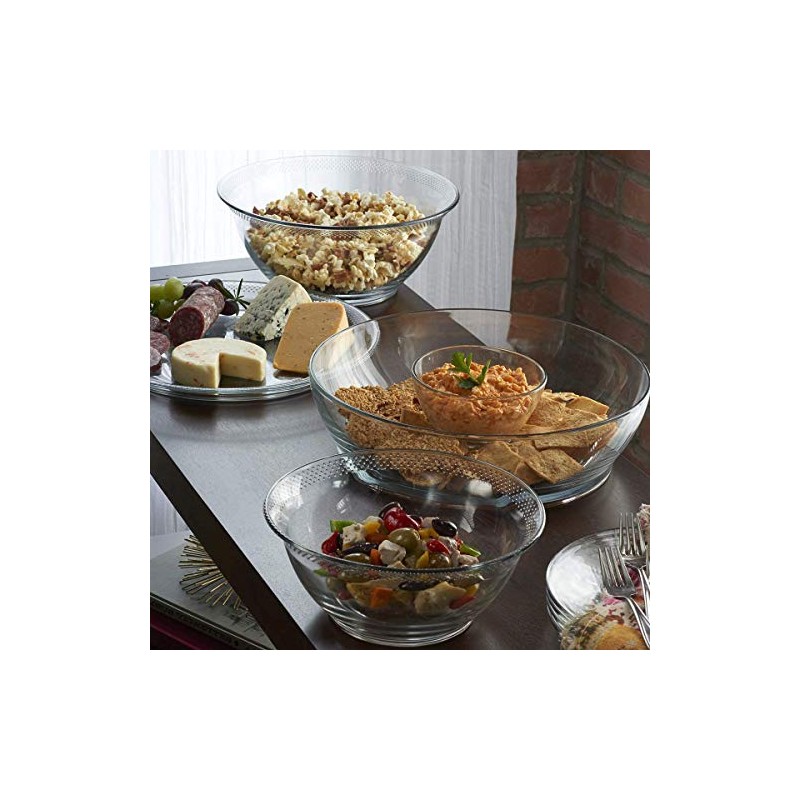 Anchor Hocking Bowls & Platter Hobnail Serving Dishes, 3 Piece