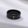 Spinner Cross Rings for Men, Silver/Black Anxiety Fidget Rings Men,