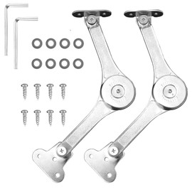 Flap Fitting, Lid Support Hinge Flap Holder Soft Close Lid Support Hinges Flap Holder Chest Lid Support Folding Hinges for Kitchen and Wardrobe Doors 75°/90°/110°, Pack of 2