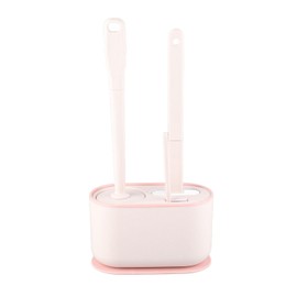Toilet Brush, Toilet Brush with Ventilated Holder Toilet Bowl Brush Plunger Set Toilet Brush Plunger Combo for Restrooms(Pink)