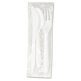 Boardwalk Cutlery Kit, Plastic Fork/spoon/knife/salt/polypropylene/napkin, White, 250/carton