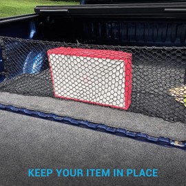 Truck Bed Cargo Net, Elastic Mesh Net Organizer Truck Bed Storage Net Organizer Envelope for Chevy Silverado & Ford F150/F250 Luggage Back Cargo (47x15.2 Inch)