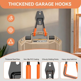 Shineeshi Garage Hooks Heavy Duty, 14 Pack Utility Steel Garage Storage Hook with Straps, Wall Mount Tool Organizer Hooks for Hanging Bike, Ladder and Garden Tools