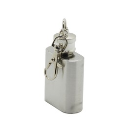 FixtureDisplays Portable 1oz Mini Stainless Steel Hip Flask Alcohol Flagon with Keychain 107
