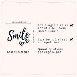 Smiling Stickers Kids Teens Adults 51 PCS Smile Every Day Inspirational Graffiti Stickers Smile Encourage Motivational Reward Vinyl Decals for DIY Decor Laptops Stationery Box Journal Book