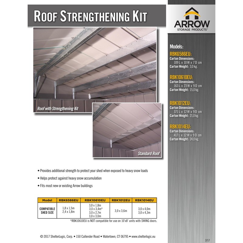 Arrow 6586 Roof Strengthening Kit for Shed Roofs, 6 by