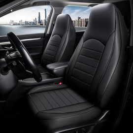 XIANGDING High Back Front Car Seat Covers Bucket Seat Covers Waterproof PU Leather Auto Seat Covers for Cars, Trucks Jeep Van SUV Airbag Compatible (Black)