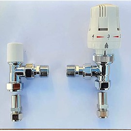 Greened House 1/2"/10mm Angled White Thermostatic Radiator Valve Bi-Directional/Towel Rail Valve 1/2" / 10mm Designer radiator valve