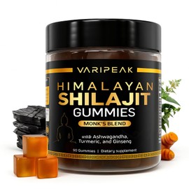 4-in-1 Organic Himalayan Shilajit Gummies | Fortified with Ashwagandha, Turmeric, & Ginseng | for Energy, Immunity & Cognitive Support | 90 Count | Sugar Free, Vegan, Non-GMO | for Men and Women