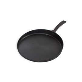 Barebones Cast Iron Skillet Griddle - 12-Inch Cast Iron Griddle for Camping & Grill, Ergonomic Handle, Pre-Seasoned, Ideal for Crepes, Pizzas, Tortillas, Pancakes and More - Essential Camping Cookware