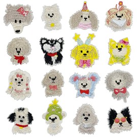 Woohome 16 PCS Sew on Patches, Teddy Dog Iron On Patches Repair Patches Kit for Jeans Jackets Clothes Backpack Cap DIY Crafts Sew Making