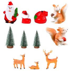 Christmas Tree Mini Figures, 11 Pieces Christmas Tree Decoration, Mini Christmas Tree Figurines, Mini Christmas Tree Trees, Christmas Decoration for Decorating Mini Gardens, Christmas Figures Small