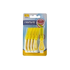 iWave Interdental Brushes Fine Size 0.7 mm Yellow Pack of 5 – Interdental Cleaning Brushes for Total Teeth Cleaning Plaque Removal Tool