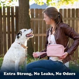 Puppington Certified Home Compostable Poop Bags -ASTM D6400 Compliant- 90 Extra Thick Bags - Plant Based- Pairs with Puppington 3-in-1 Bag & Fits all Standard Poop Bag Dispensers (Blush Pink)