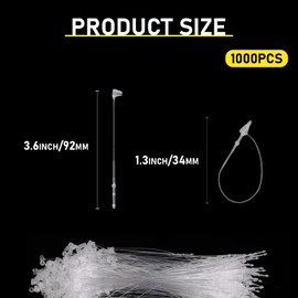 1000Pcs Hang Prices Tag Fasteners, 3 Inch Snap Lock Pins Plastic Tags for Clothing Mark Shoe Bag Jewelry Security Loop Fasteners Retail Store Supplies (Clear)