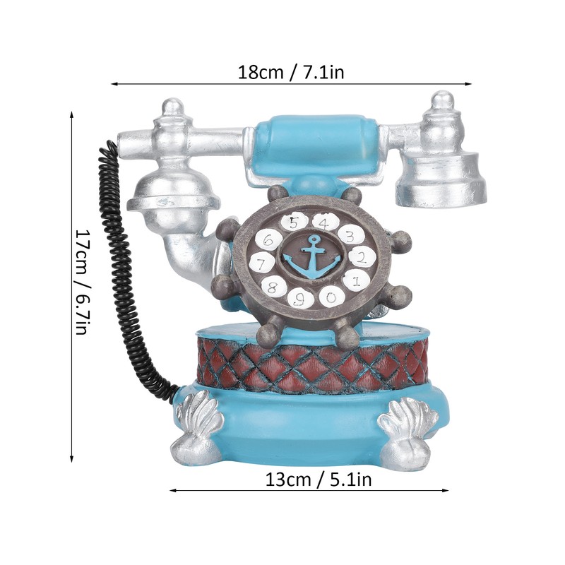 Antique Telephone Ornaments Retro Phone Shape Piggy Bank Home Resin