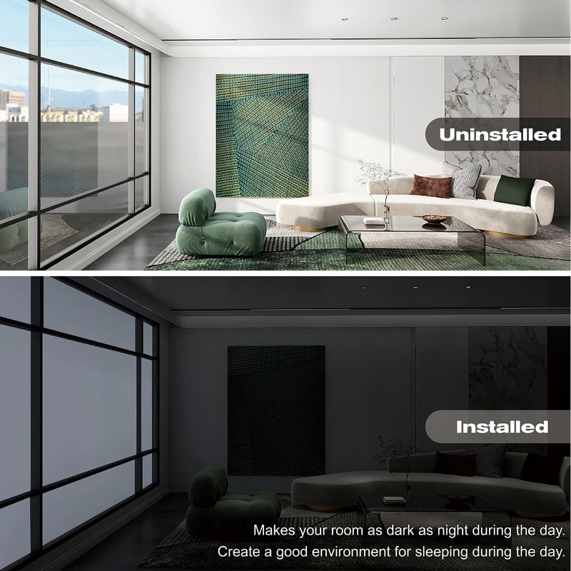 FEILAYS White Thickened Total Blackout Window Film Frosted Glass Static