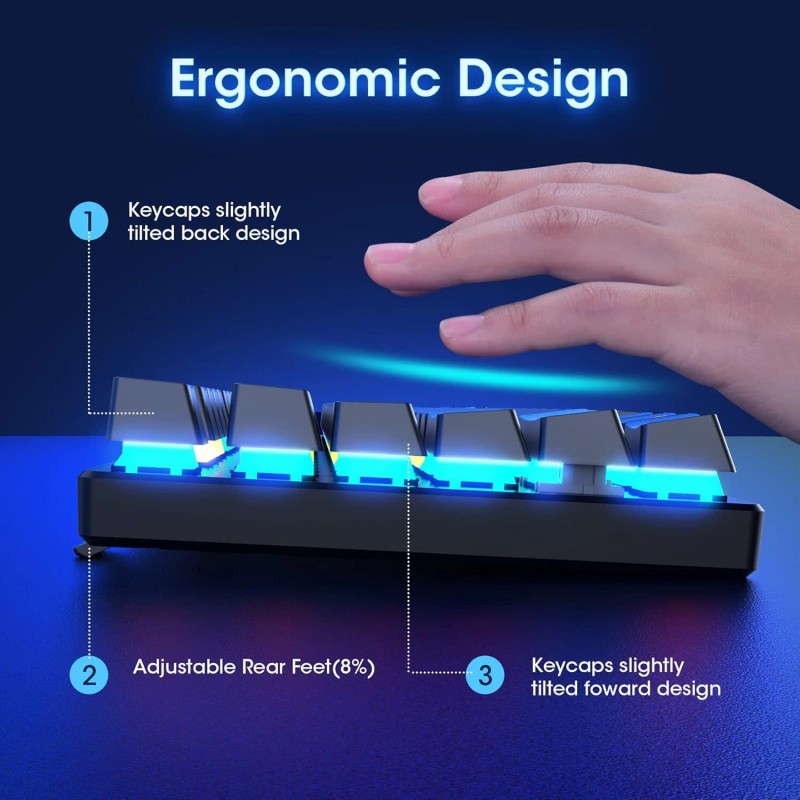 Risophy Mechanical Keyboard Black Blue Switches Rainbow Backlit 104 Keys