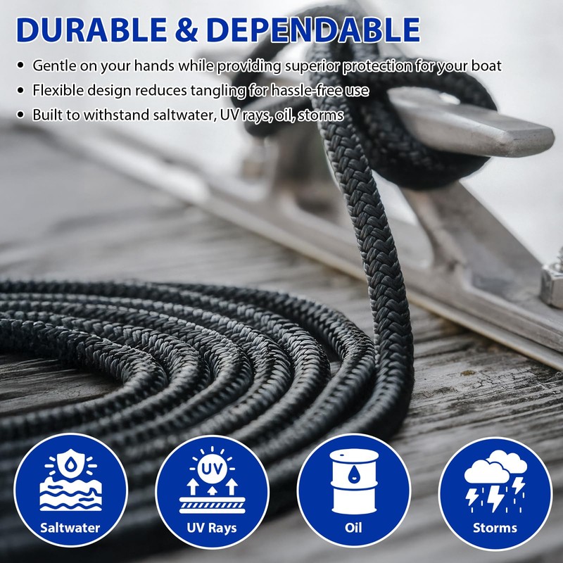 Boat Dock Lines Marine Rope - 5/8" x 35ft with